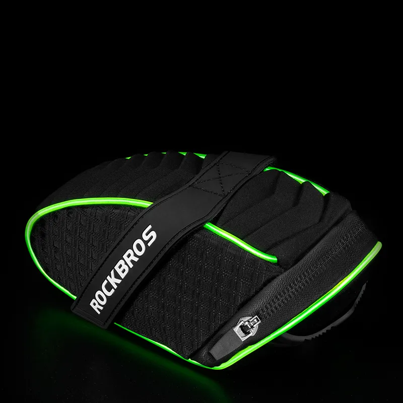 Bicycle Tail Bag With Lights Glow At Night