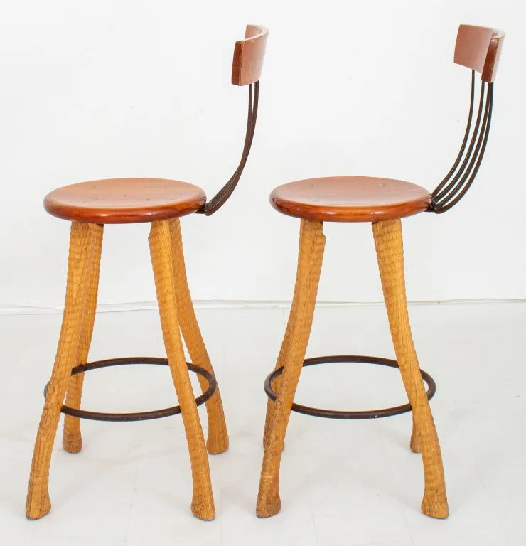 Bradford Woodworking Pitchfork Counter Stools, Pair