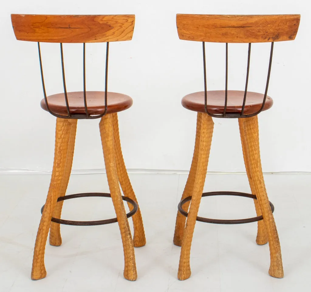 Bradford Woodworking Pitchfork Counter Stools, Pair