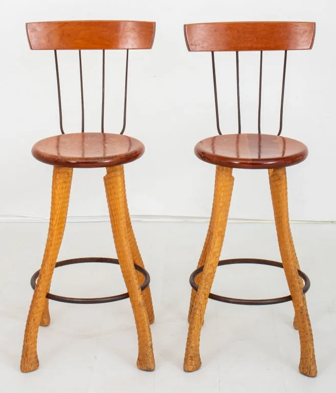 Bradford Woodworking Pitchfork Counter Stools, Pair