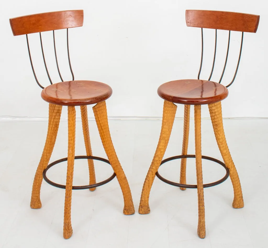 Bradford Woodworking Pitchfork Counter Stools, Pair