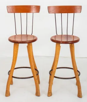 Bradford Woodworking Pitchfork Counter Stools, Pair