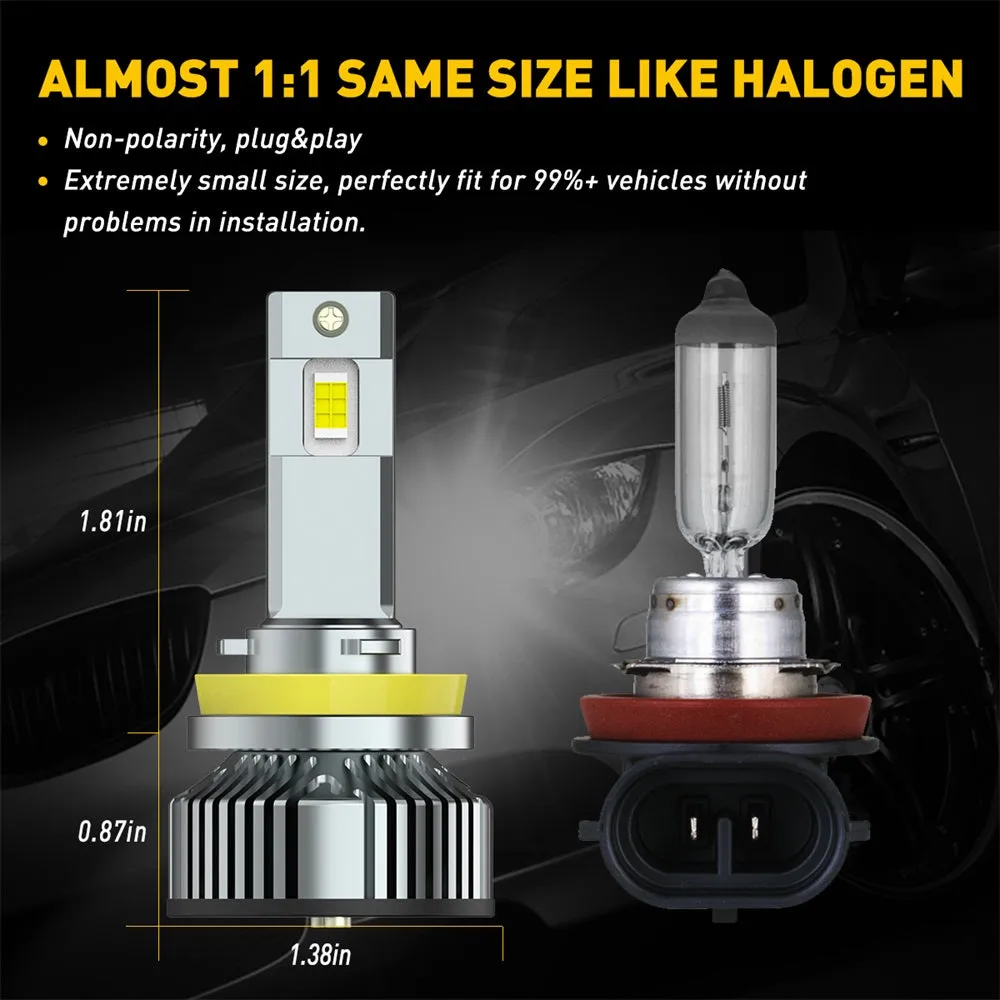 Brightest H11/H8/H9 LED Headlight Bulbs 120W 24000 Lumens 6500K White Ultra Bright LED Headlights Conversion Kit