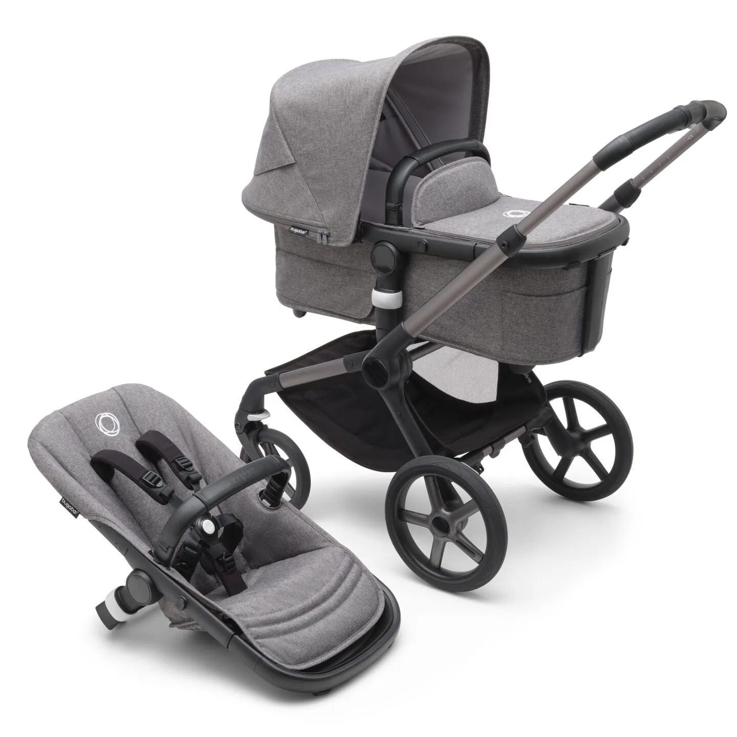 Bugaboo Fox 5, Cloud T and Base Travel System - Graphite/Grey Melange/Grey Melange