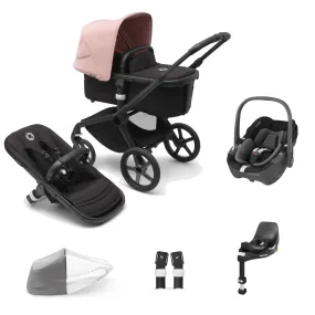 Bugaboo Fox 5, Pebble 360 and Base Travel System - Black/Midnight Black/Morning Pink