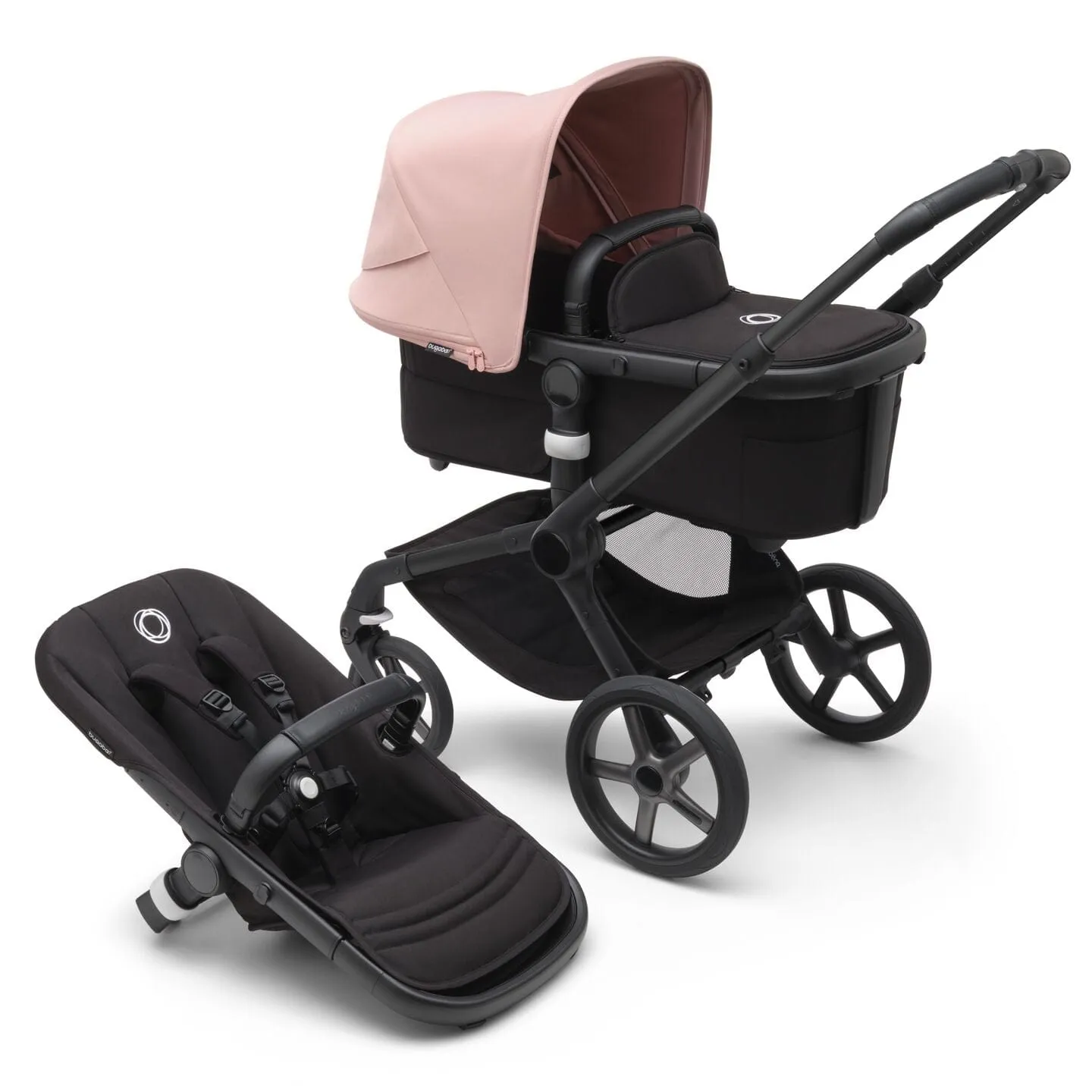 Bugaboo Fox 5, Pebble 360 and Base Travel System - Black/Midnight Black/Morning Pink