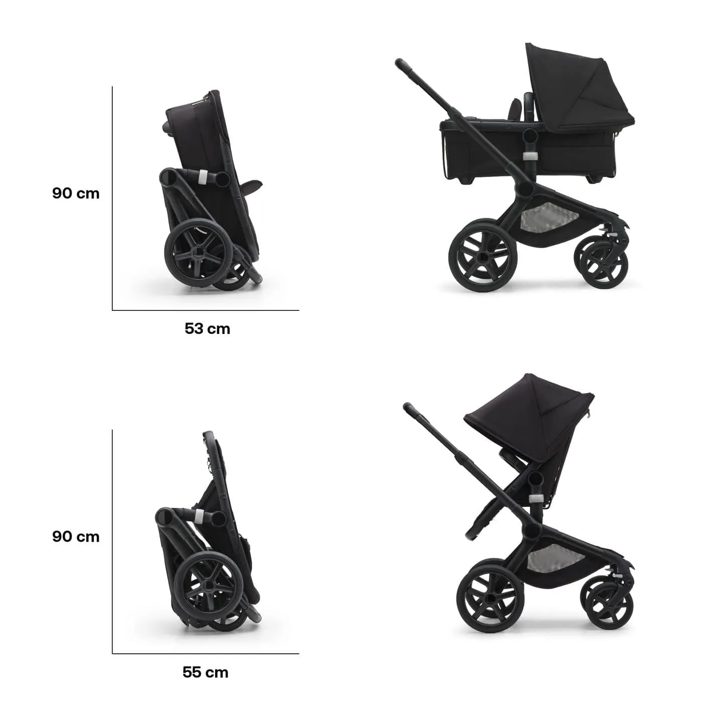 Bugaboo Fox 5, Pebble 360 PRO and Base Travel System - Black/Midnight Black/Midnight Black