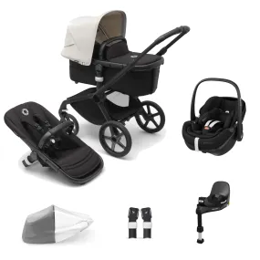 Bugaboo Fox 5, Pebble 360 PRO and Base Travel System - Black/Midnight Black/Misty White