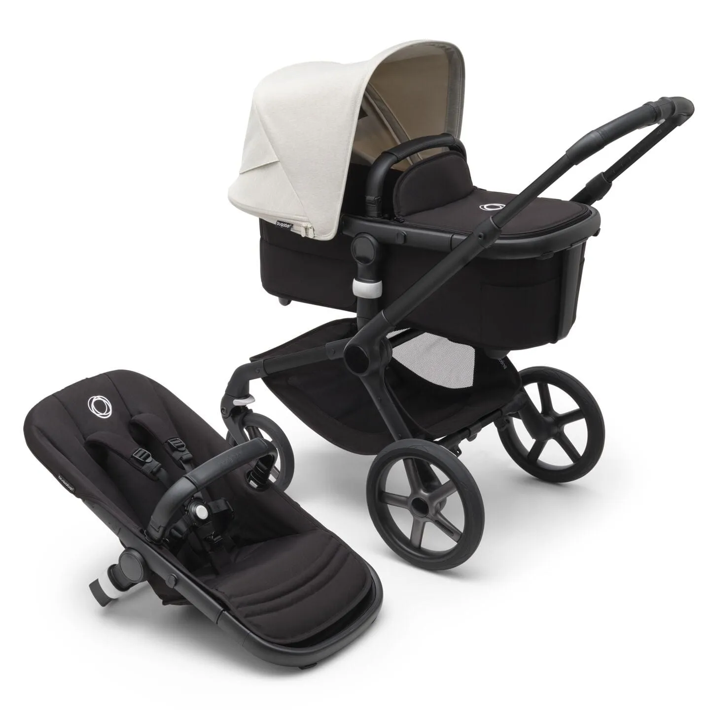 Bugaboo Fox 5, Pebble 360 PRO and Base Travel System - Black/Midnight Black/Misty White