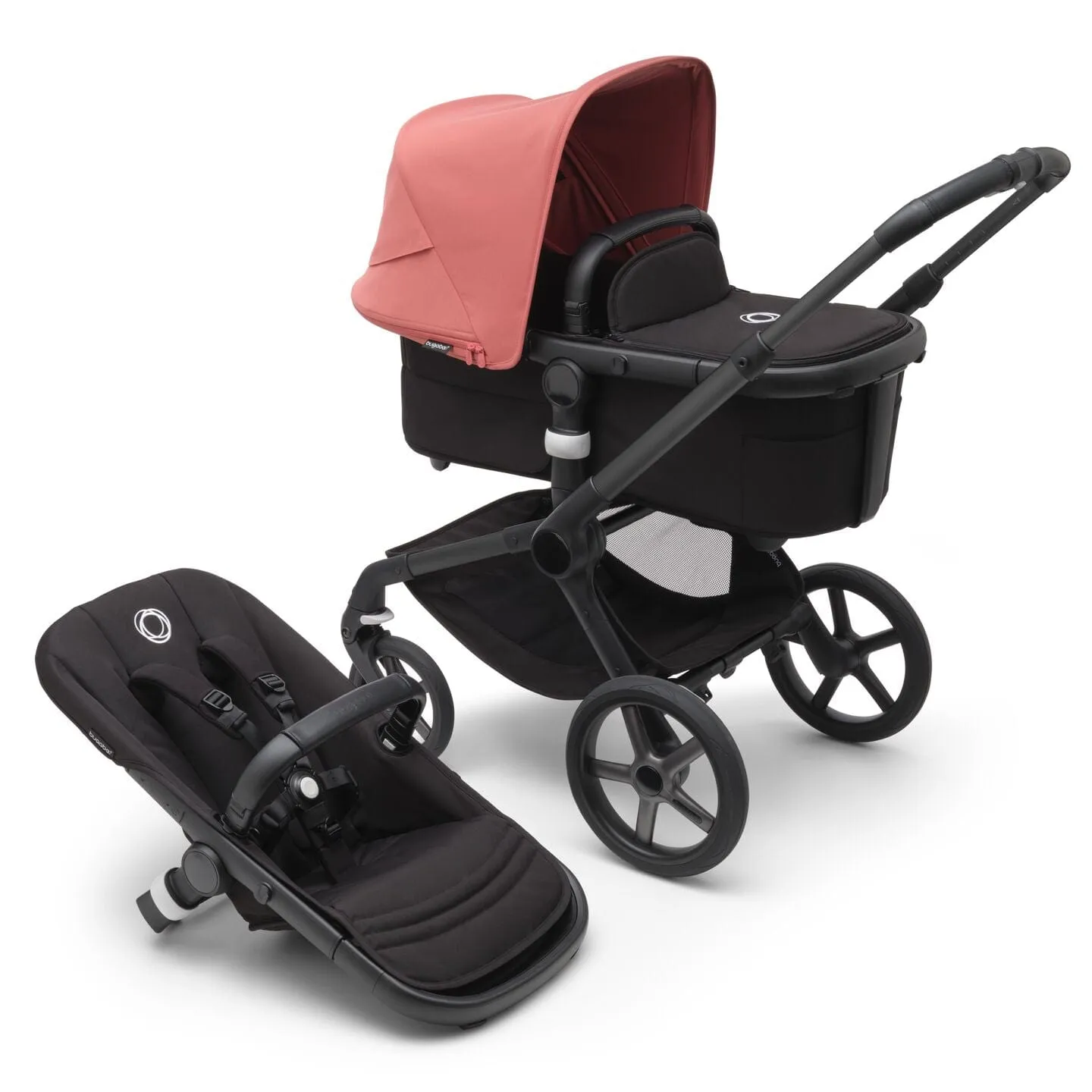 Bugaboo Fox 5, Pebble 360 PRO and Base Travel System - Black/Midnight Black/Sunrise Red