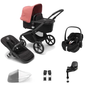 Bugaboo Fox 5, Pebble 360 PRO and Base Travel System - Black/Midnight Black/Sunrise Red