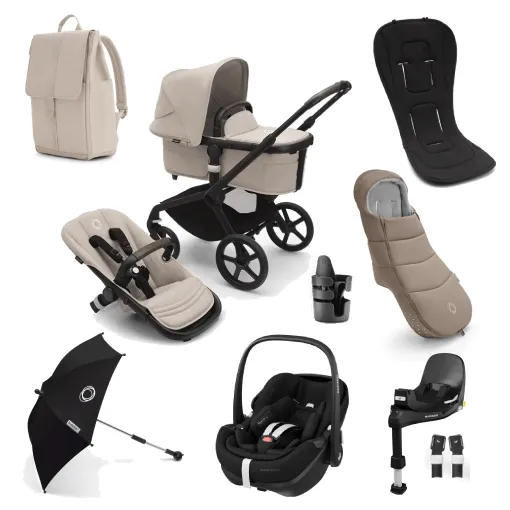 Bugaboo Fox 5, Pebble 360 PRO Ultimate Travel System - Black/Desert Taupe/Desert Taupe