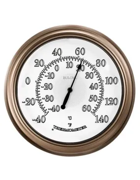 Bulova Temp-A-Light Day and Night&#44; Indoor / Outdoor Wall Thermometer - Champagne