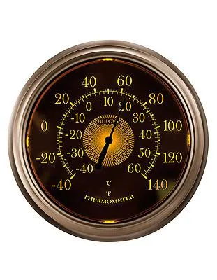 Bulova Temp-A-Light Day and Night&#44; Indoor / Outdoor Wall Thermometer - Champagne