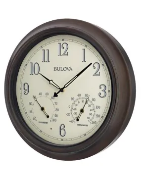 Bulova Weather Master Outdoor Wall Clock - LED Illuminates from Dusk to Dawn