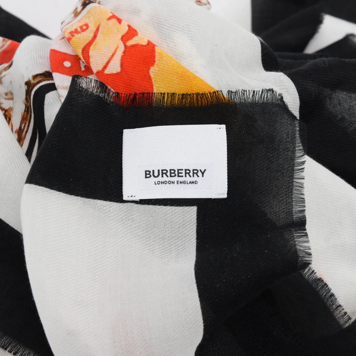 Burberry Bottle Cap Print Cotton & Silk Fringed Shawl