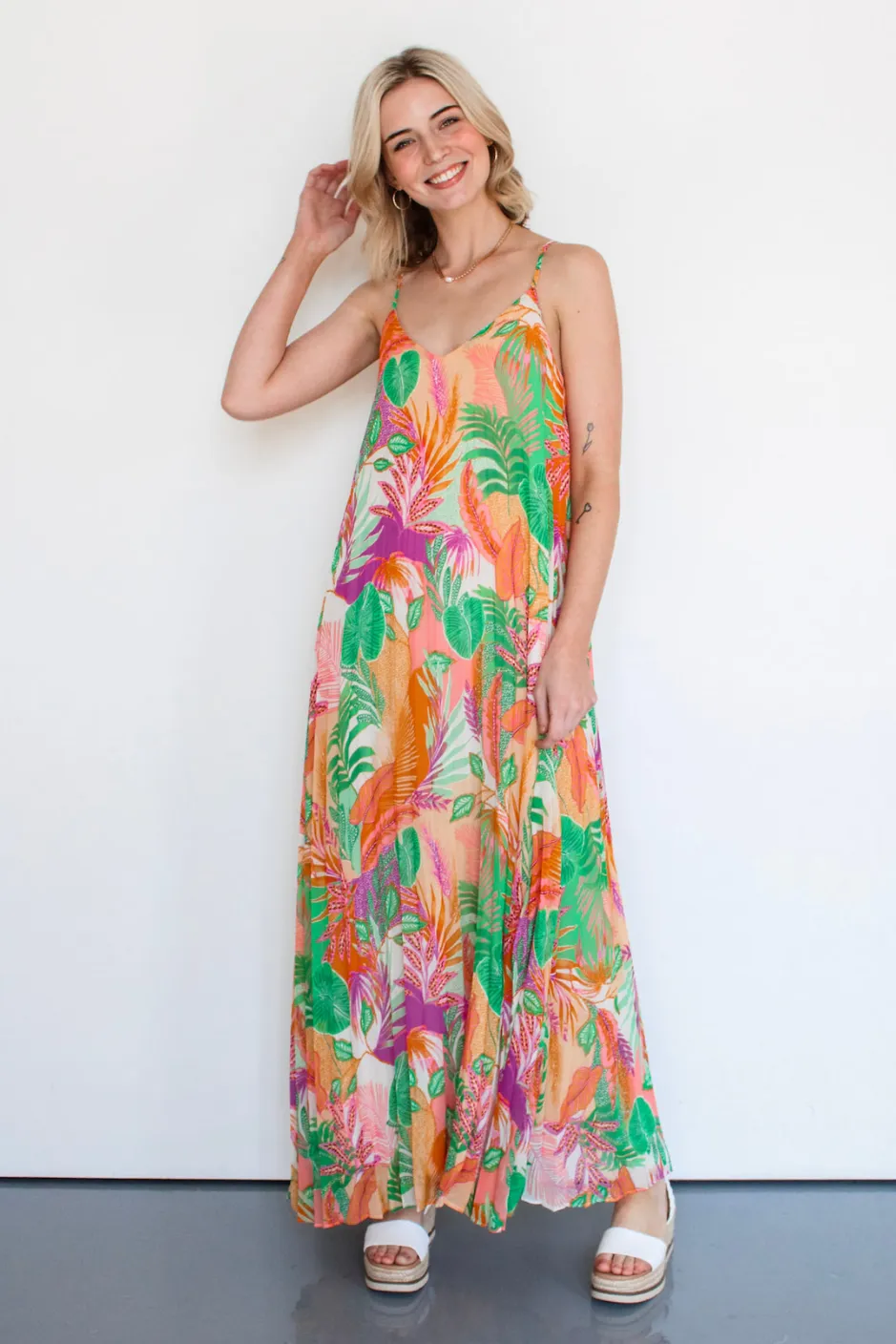 California Girl Pleated Maxi Dress