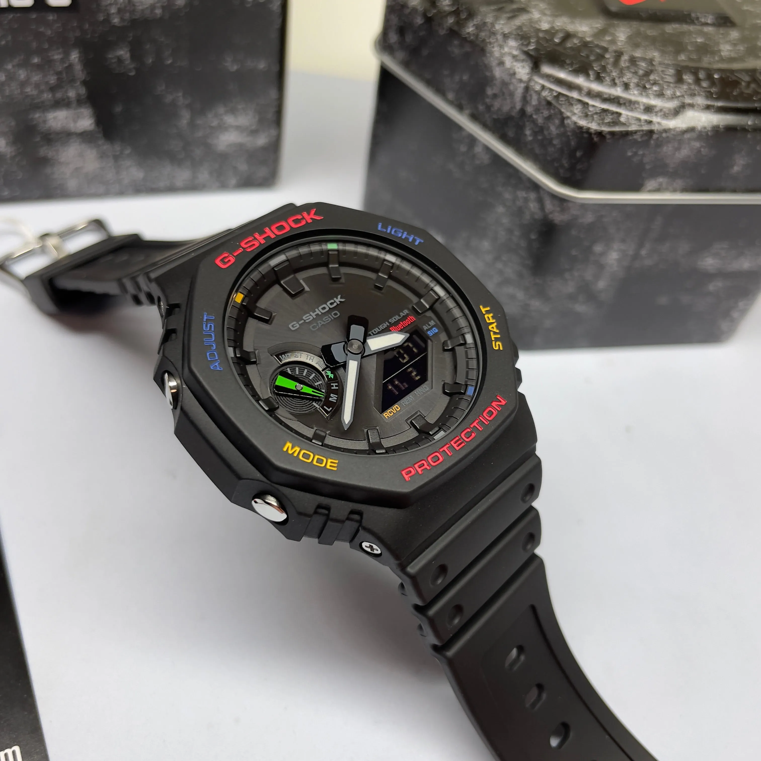 Casio G-Shock Black Multi-Color Solar Bluetooth 2100 CasiOak GAB2100FC-1A Watch