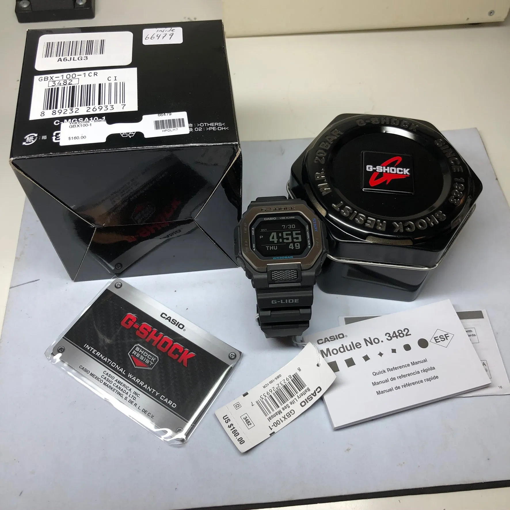 Casio G-SHOCK G-LIDE GBX-100-1 Black Surfer Men's Tide Surf Watch