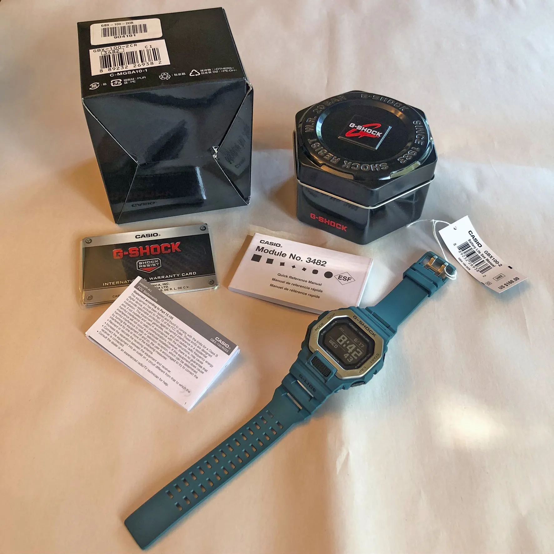 Casio G-SHOCK G-LIDE GBX-100-2 Teal Green Surfer Men's Tide Watch