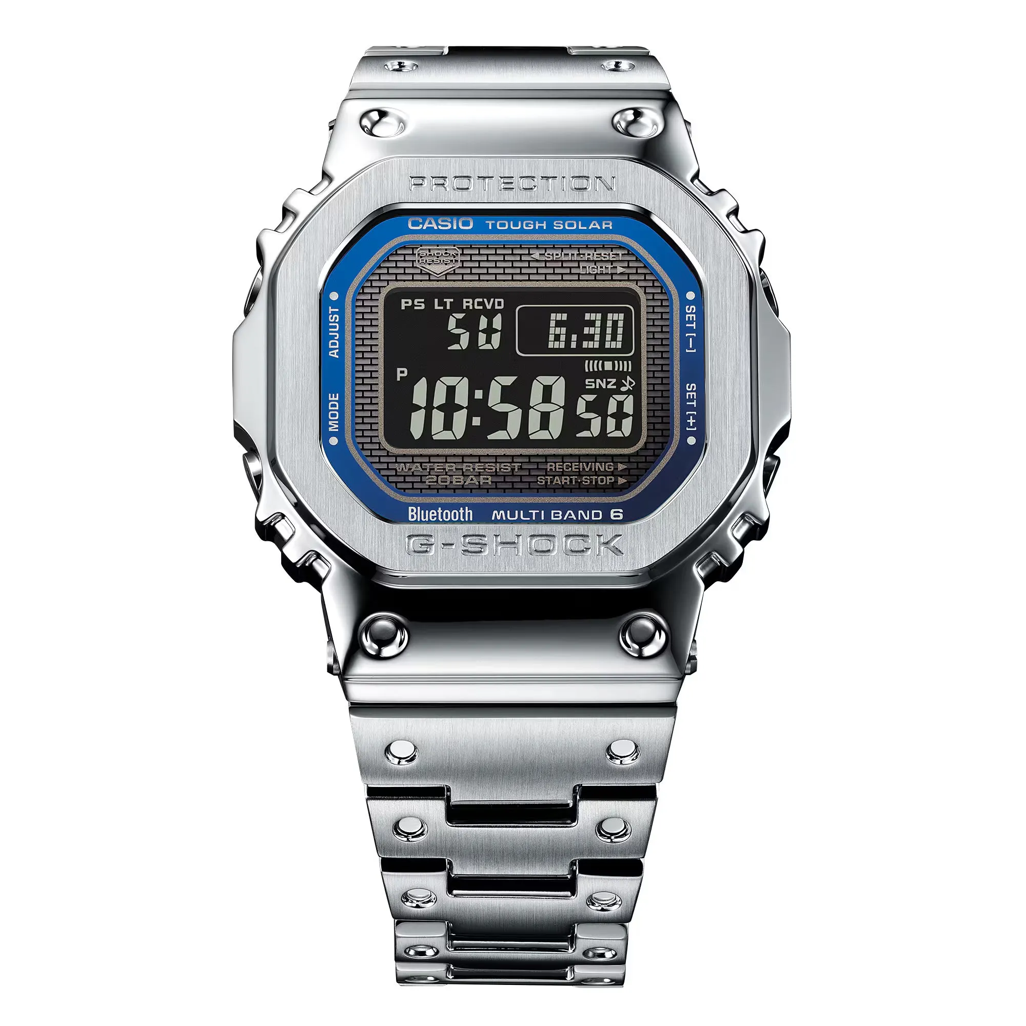 CASIO G-SHOCK GMWB5000D-2Bluetooth Navy Blue Full Metal Solar Square Watch Steel