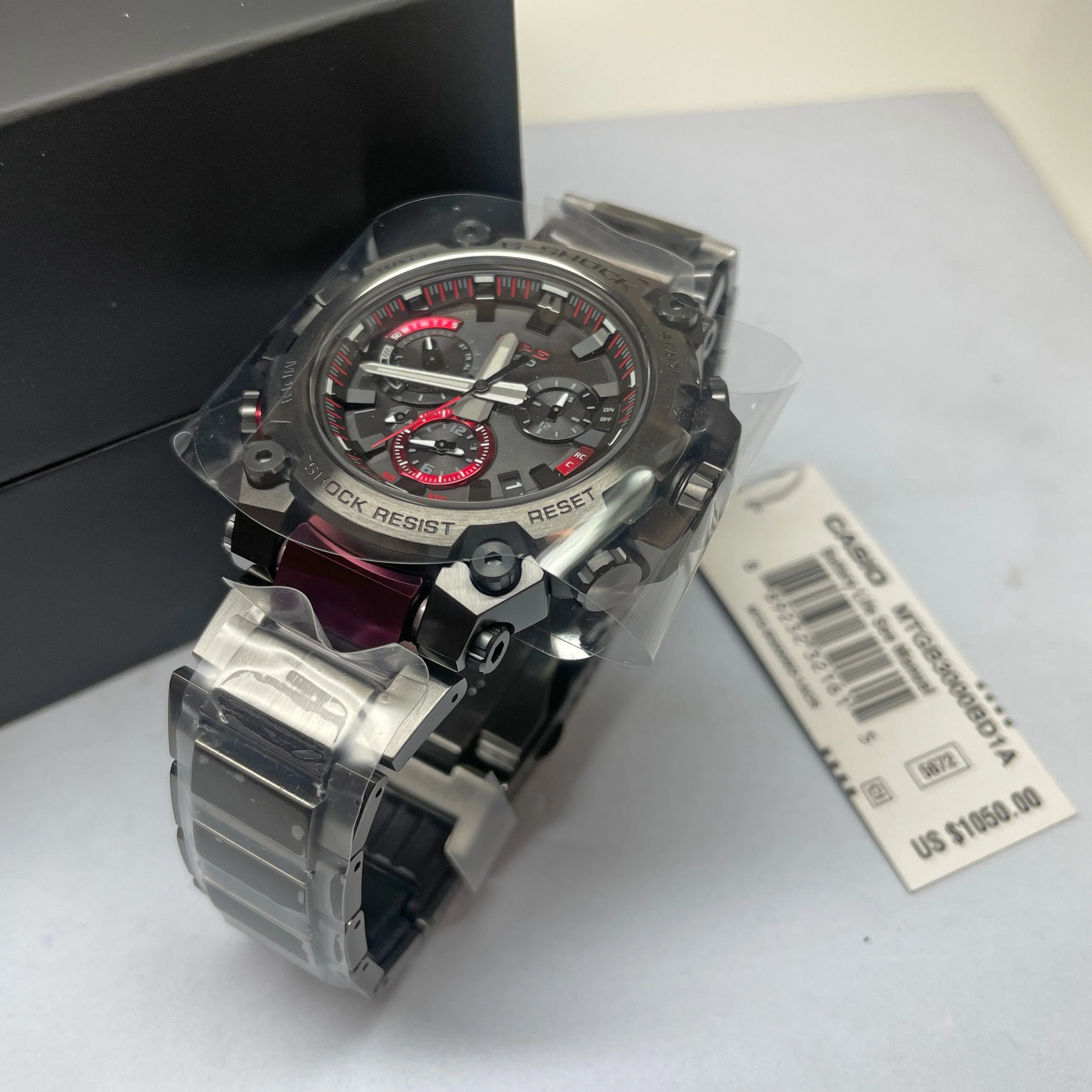 Casio G-Shock MTG MTGB3000BD1A Dark Grey Bordeaux IP Red Bluetooth Watch