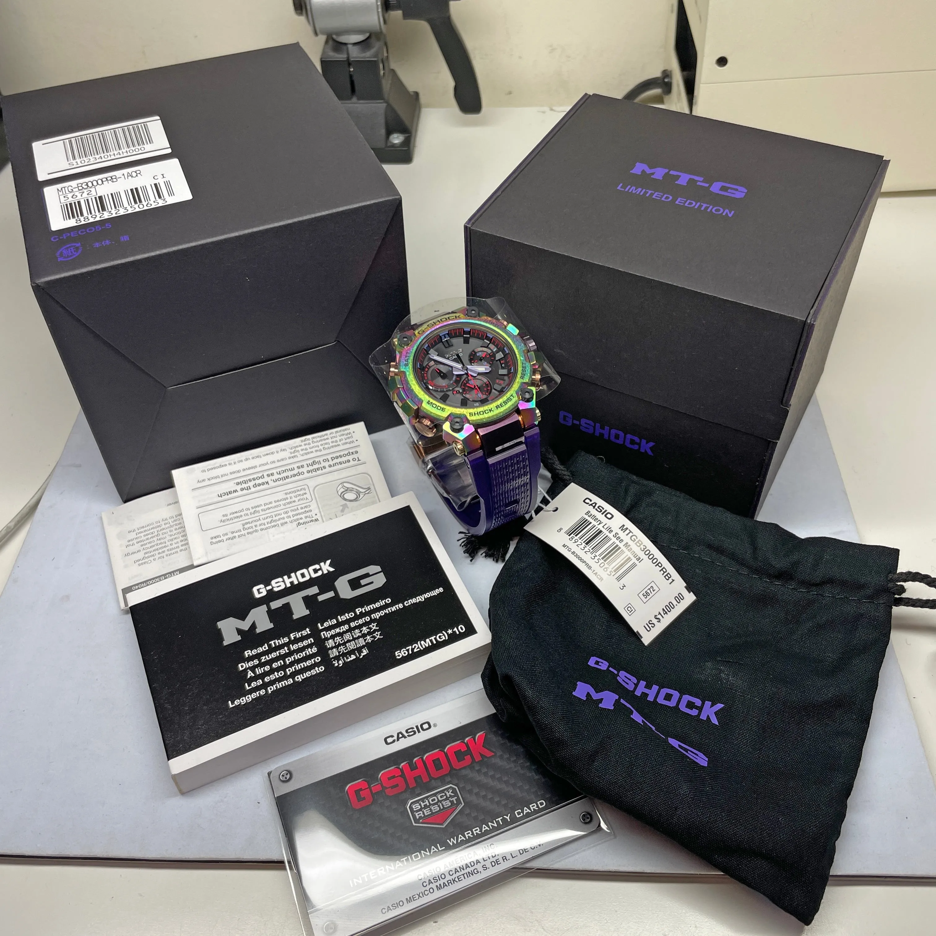 Casio G-Shock MTGB3000PRB-1 Aurora Oval Rainbow Purple Limited Edition MTG Watch