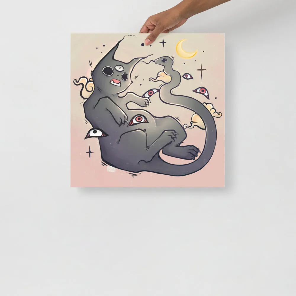 Cat With Snake Tail, Matte Art Print Poster