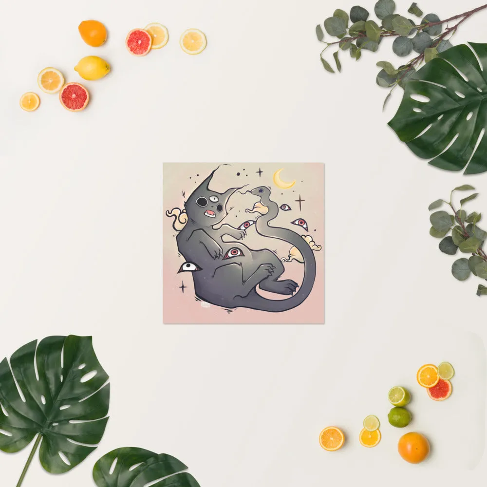 Cat With Snake Tail, Matte Art Print Poster