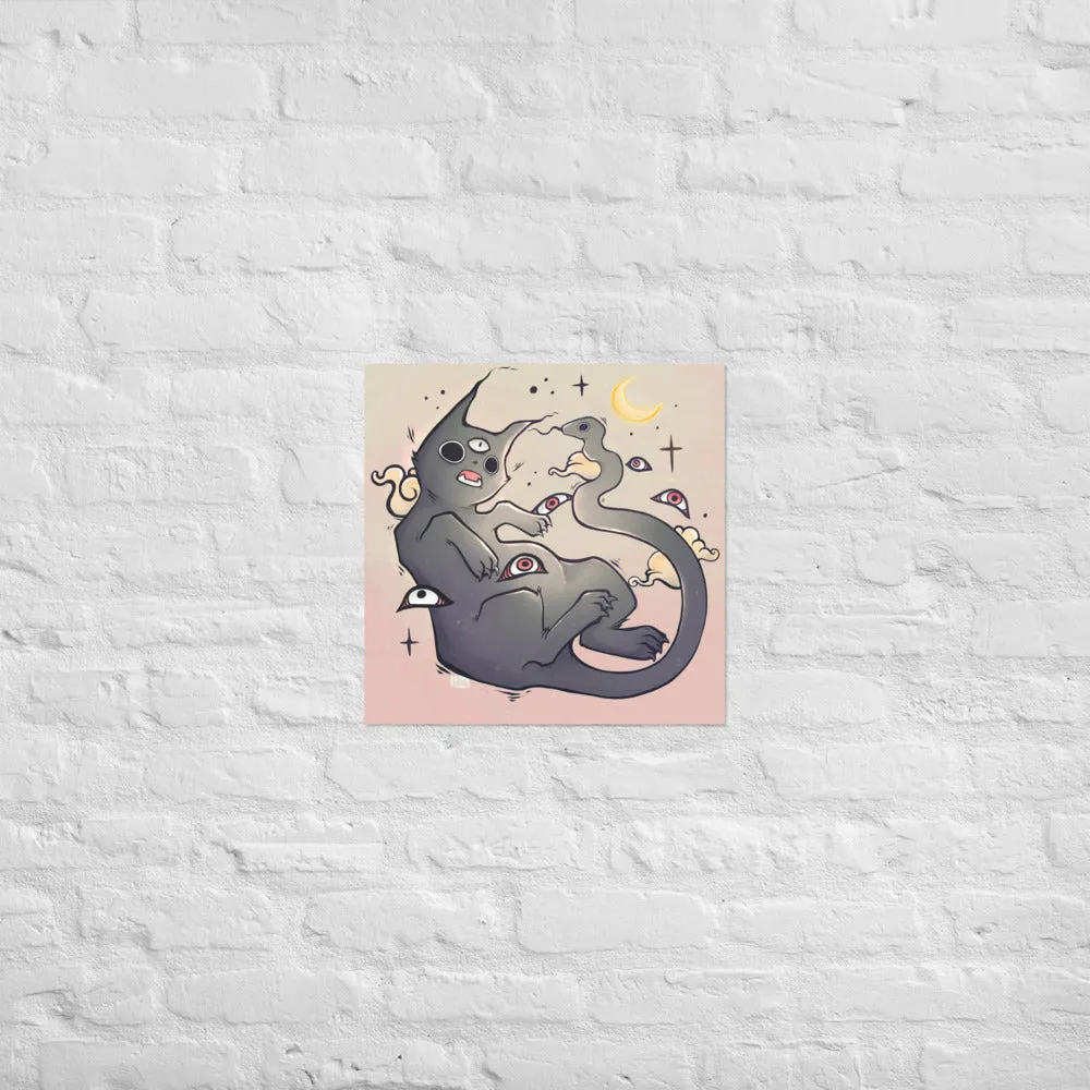 Cat With Snake Tail, Matte Art Print Poster