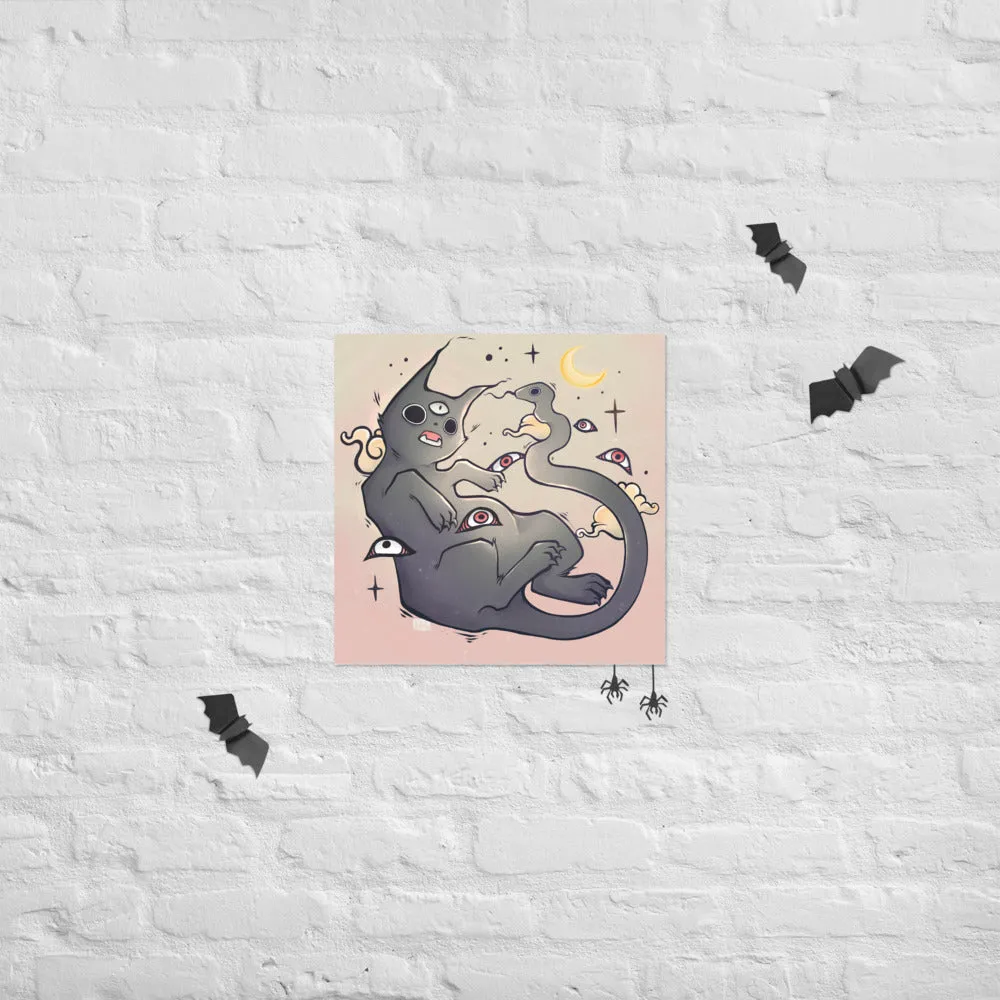 Cat With Snake Tail, Matte Art Print Poster