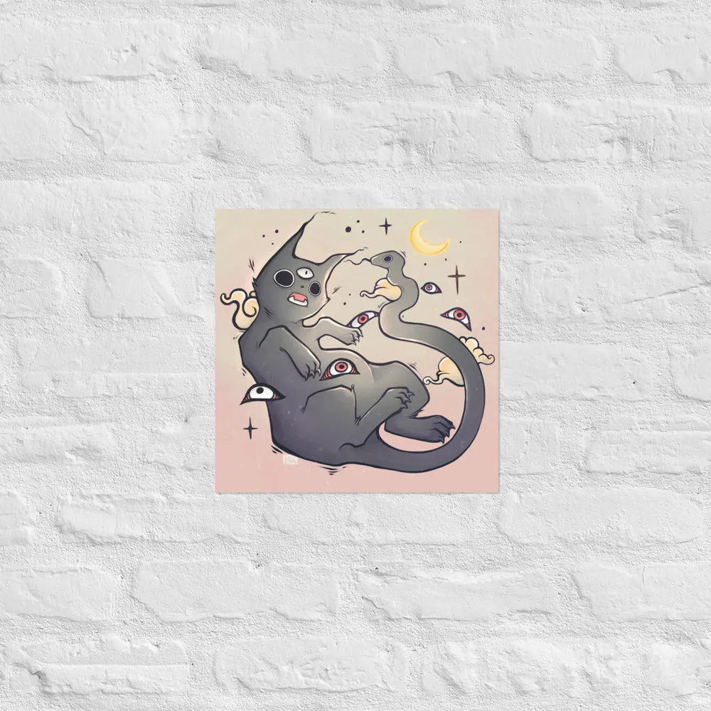 Cat With Snake Tail, Matte Art Print Poster