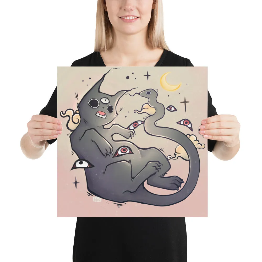 Cat With Snake Tail, Matte Art Print Poster