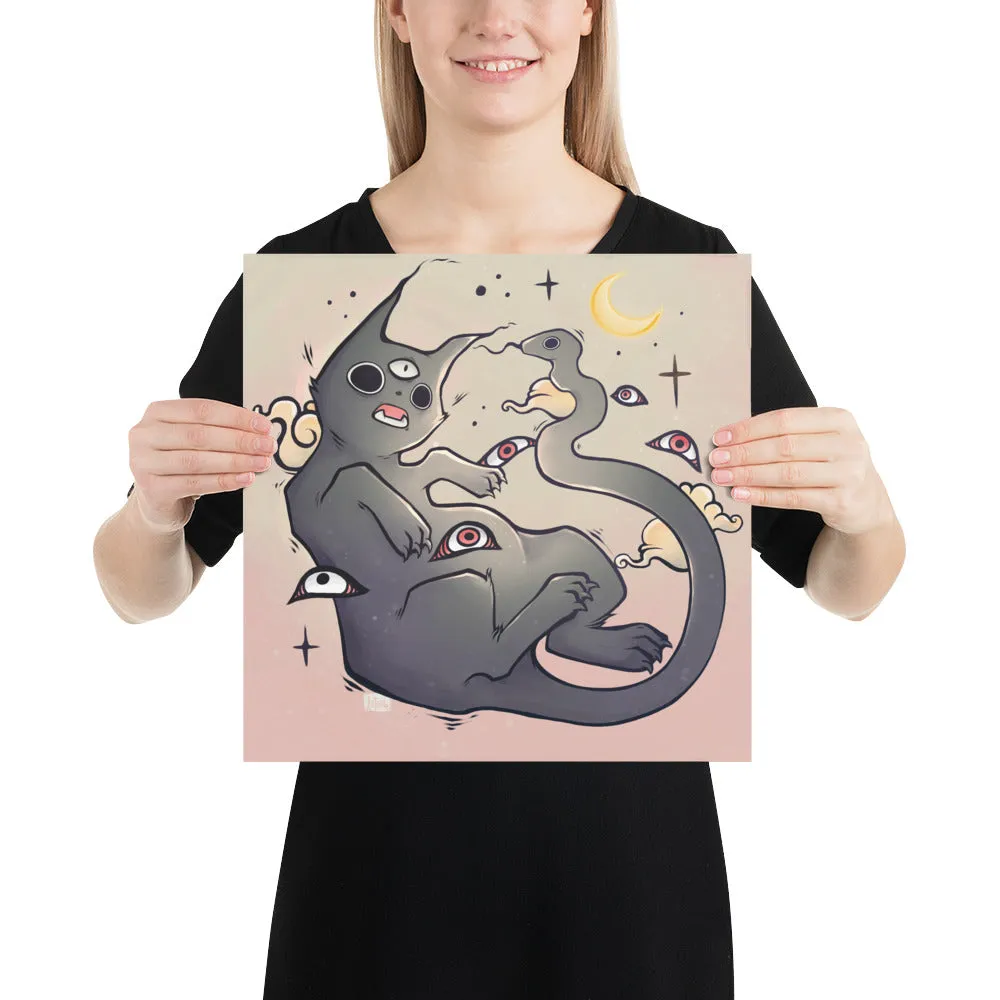 Cat With Snake Tail, Matte Art Print Poster