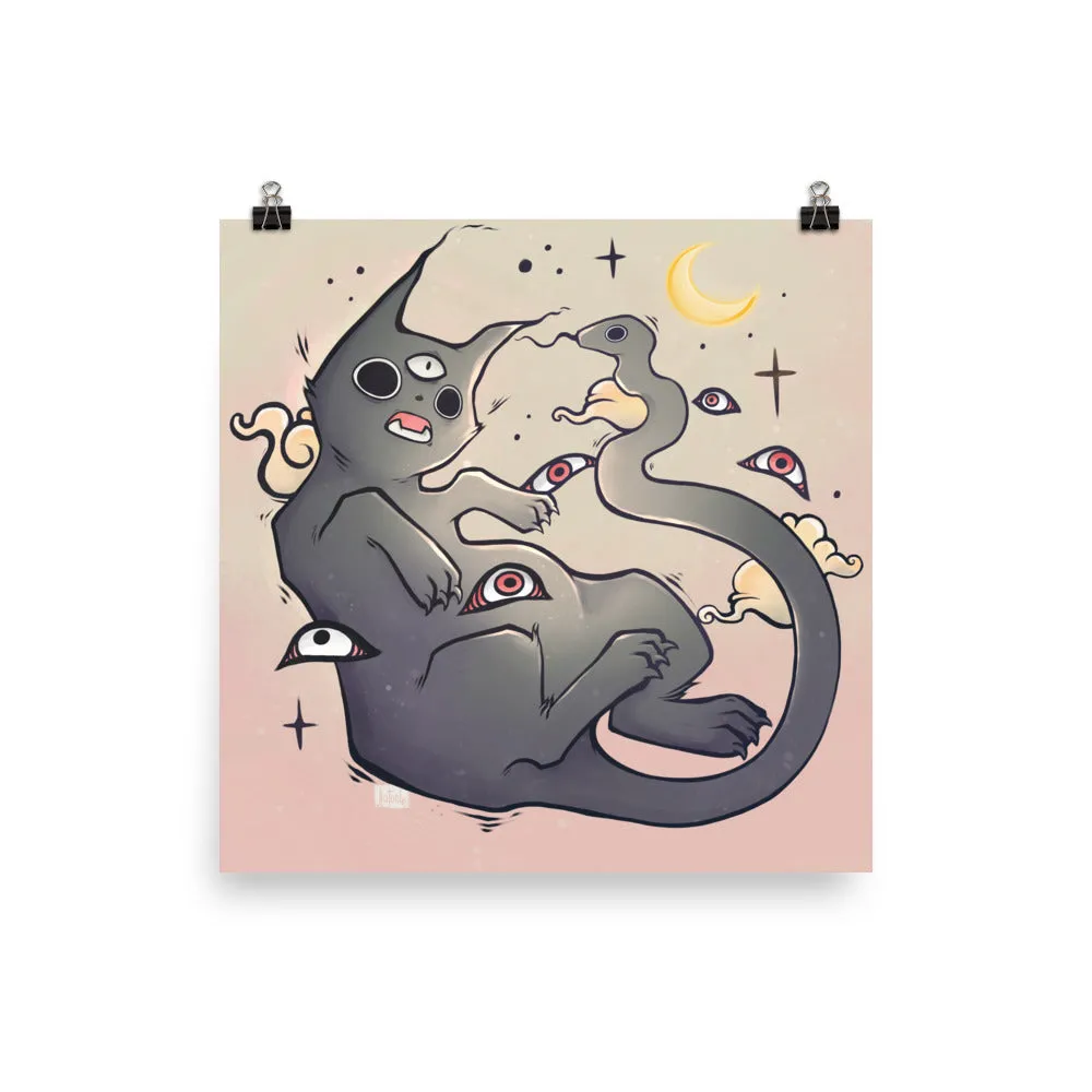 Cat With Snake Tail, Matte Art Print Poster