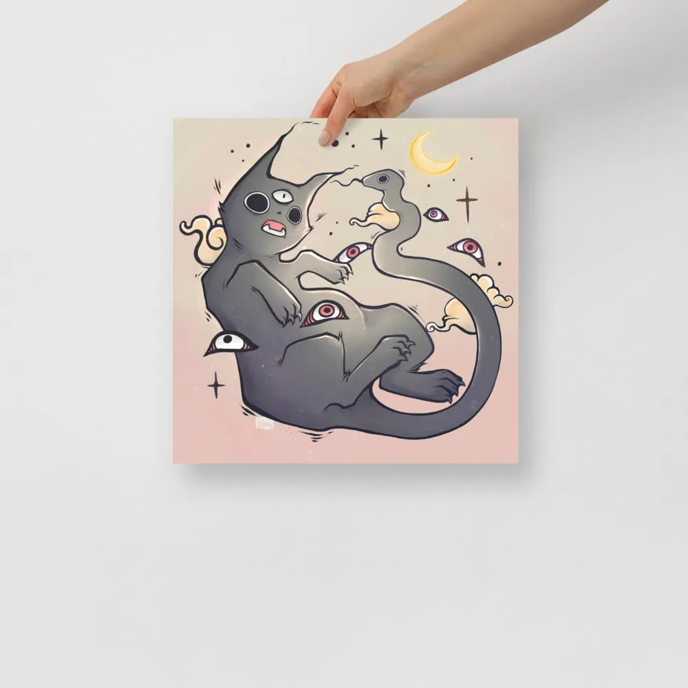 Cat With Snake Tail, Matte Art Print Poster