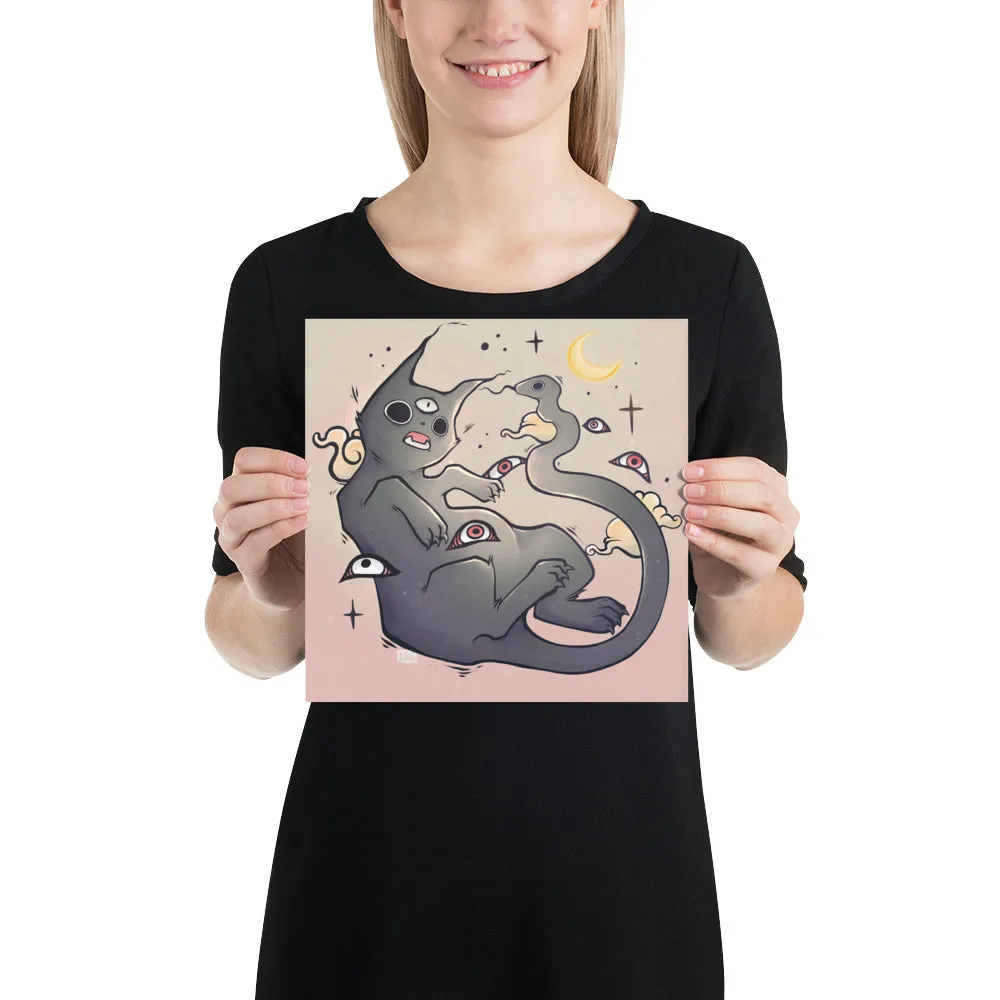 Cat With Snake Tail, Matte Art Print Poster