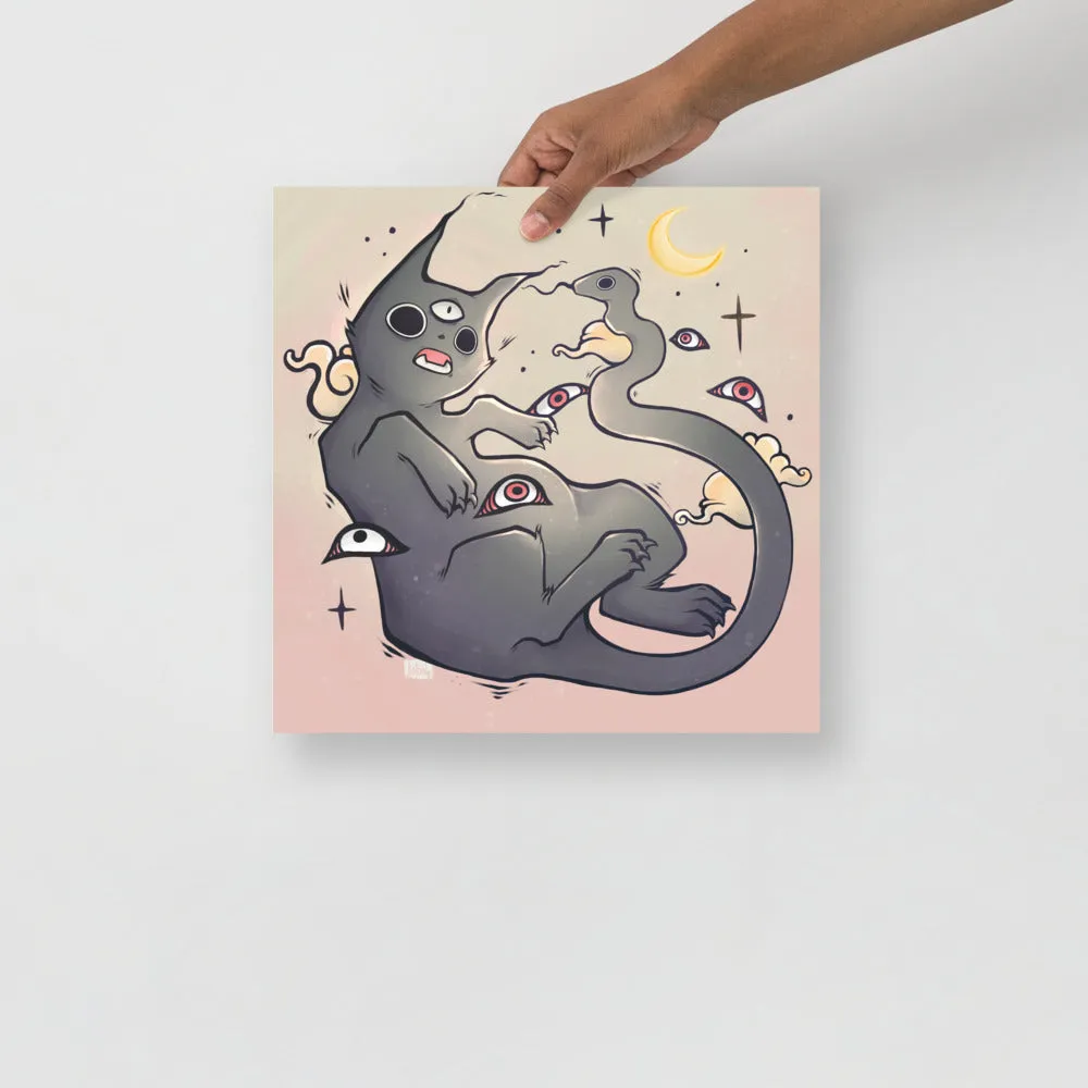 Cat With Snake Tail, Matte Art Print Poster