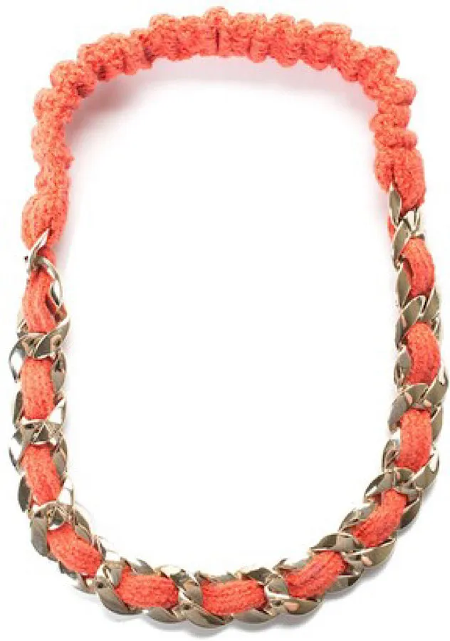 Chanel 08C 2008 Cruise Chain Link Orange TerryCloth Headband/Necklace