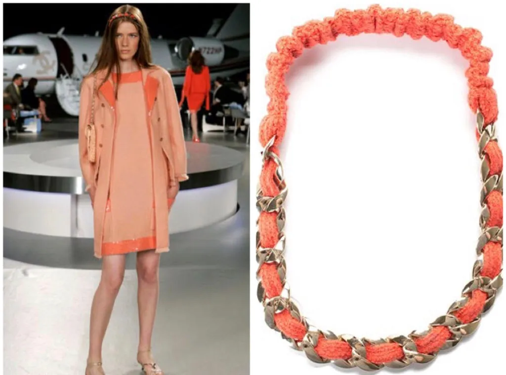 Chanel 08C 2008 Cruise Chain Link Orange TerryCloth Headband/Necklace