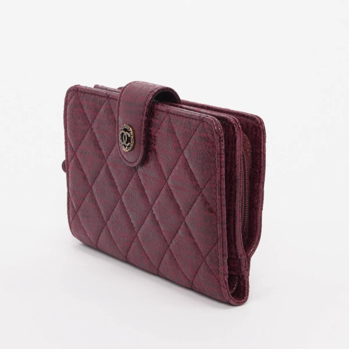 Chanel Burgundy Tweed Effect Paris to Edinburgh Wallet