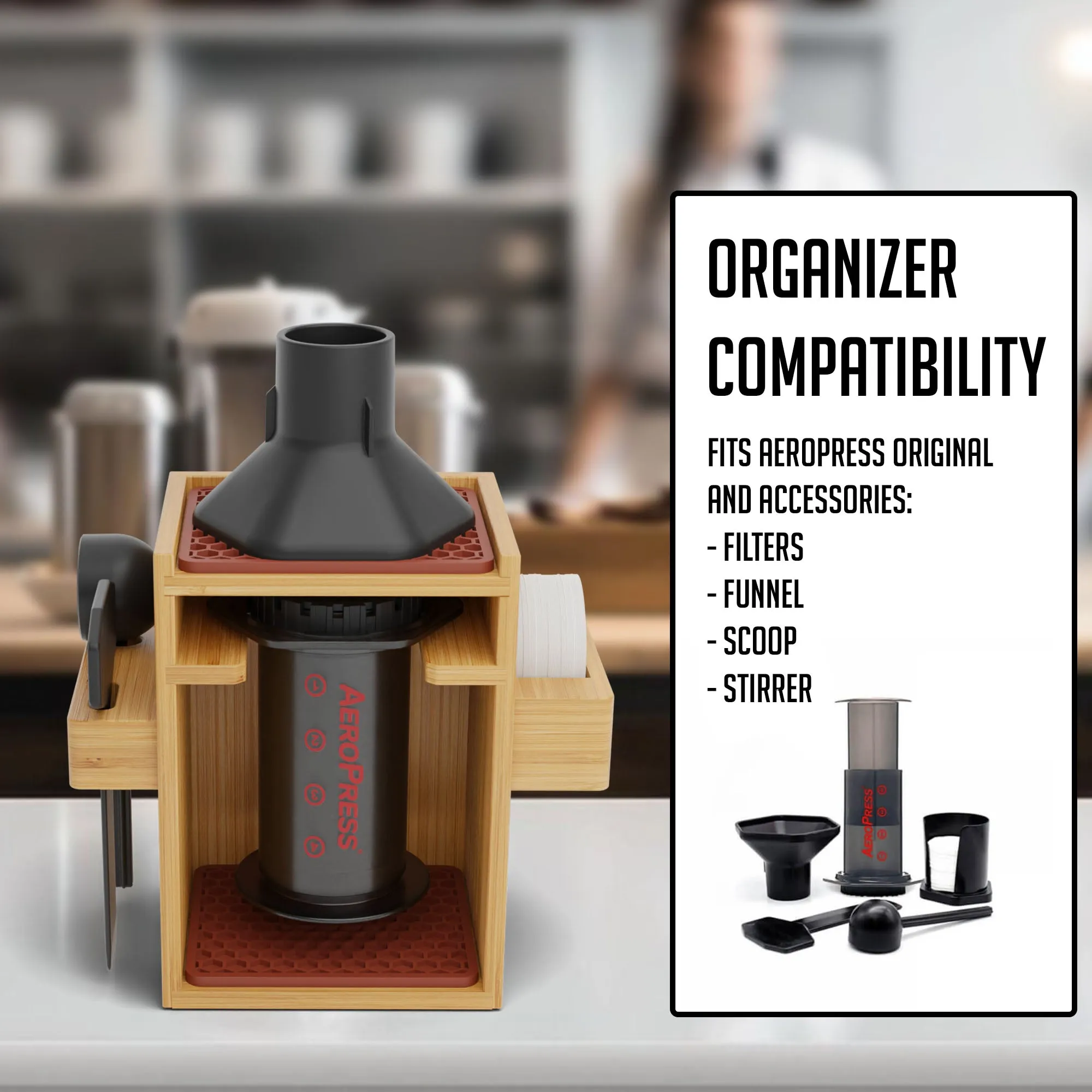 Compact Organizer for AeroPress Original Coffee Maker