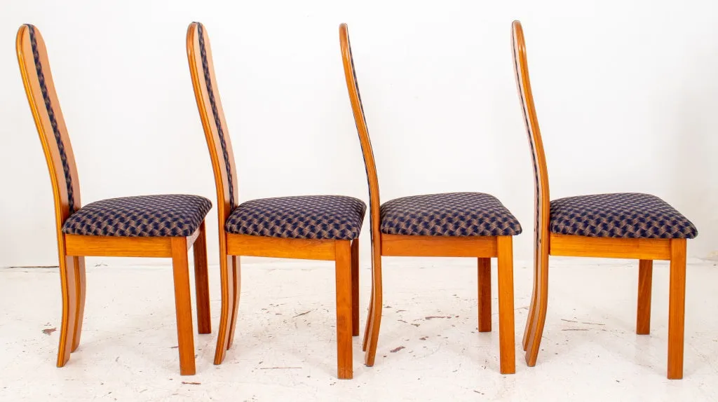 Danish Modern Upholstered Teak Dining Chairs, 4