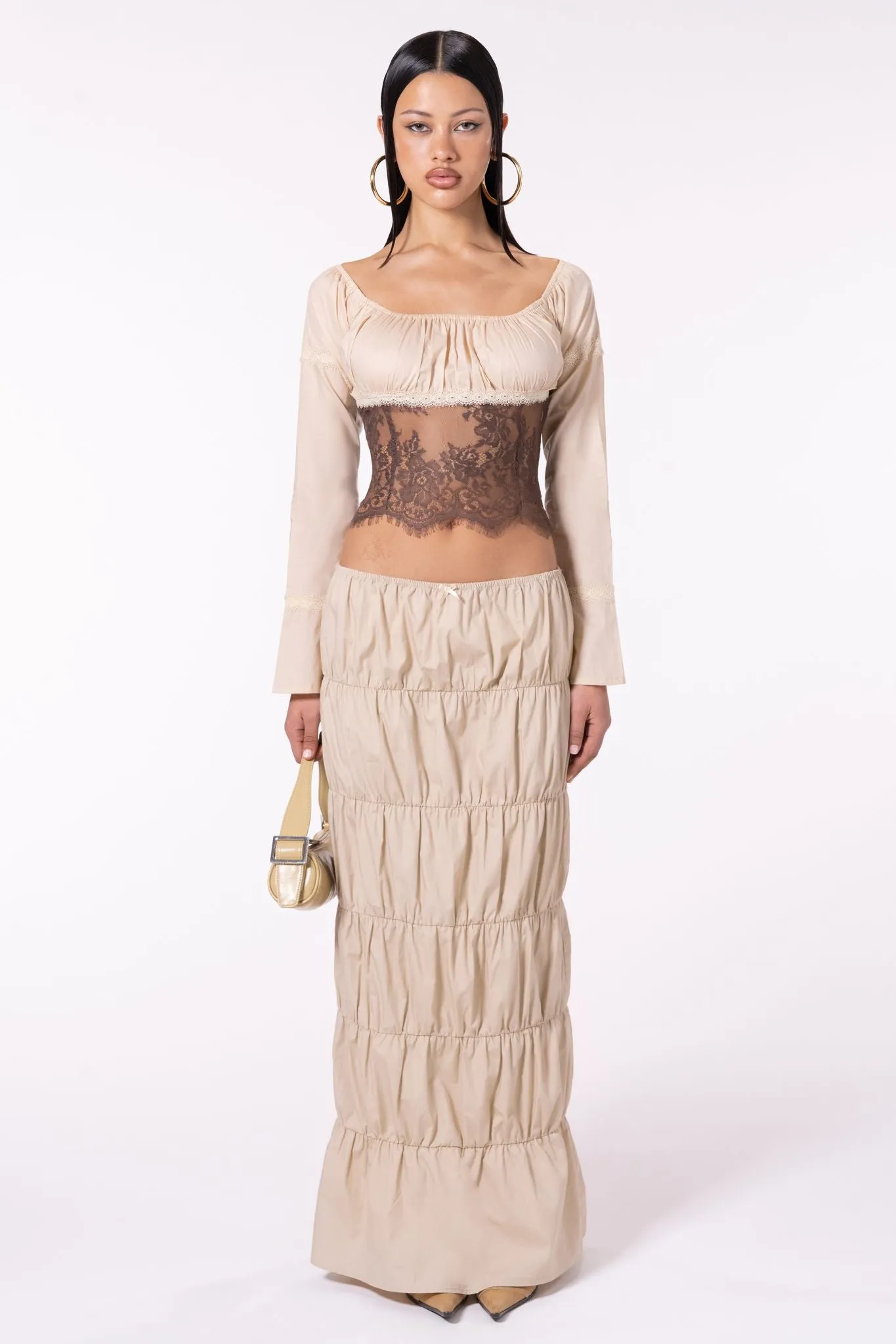 Elegant Tan Delilah Skirt with Flattering Fit