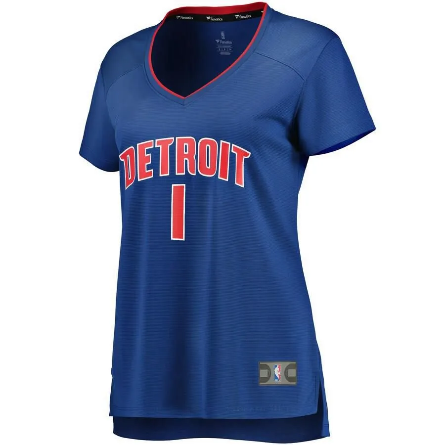 Detroit Pistons Reggie Jackson Fanatics Branded Replica Fast Break Player Icon Jersey Womens - Blue | Ireland G4804B3