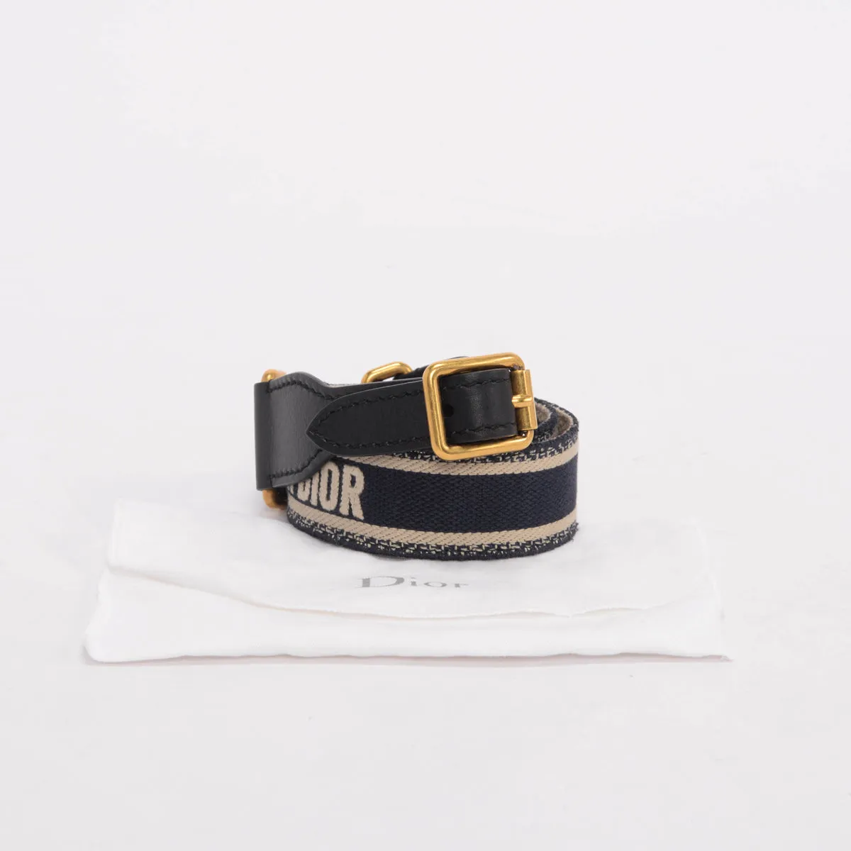 Dior Blue Embroidered Canvas Logo Belt