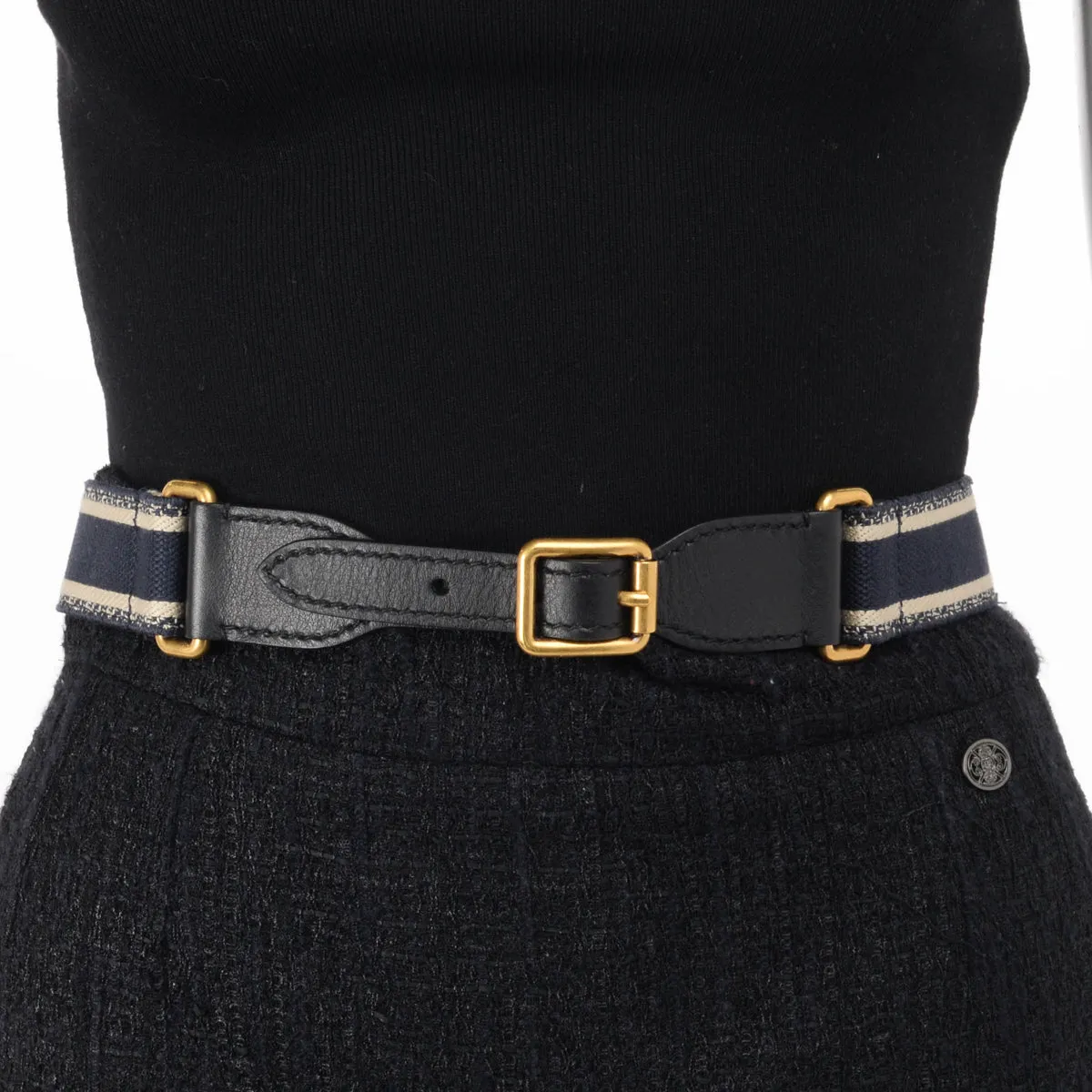 Dior Blue Embroidered Canvas Logo Belt