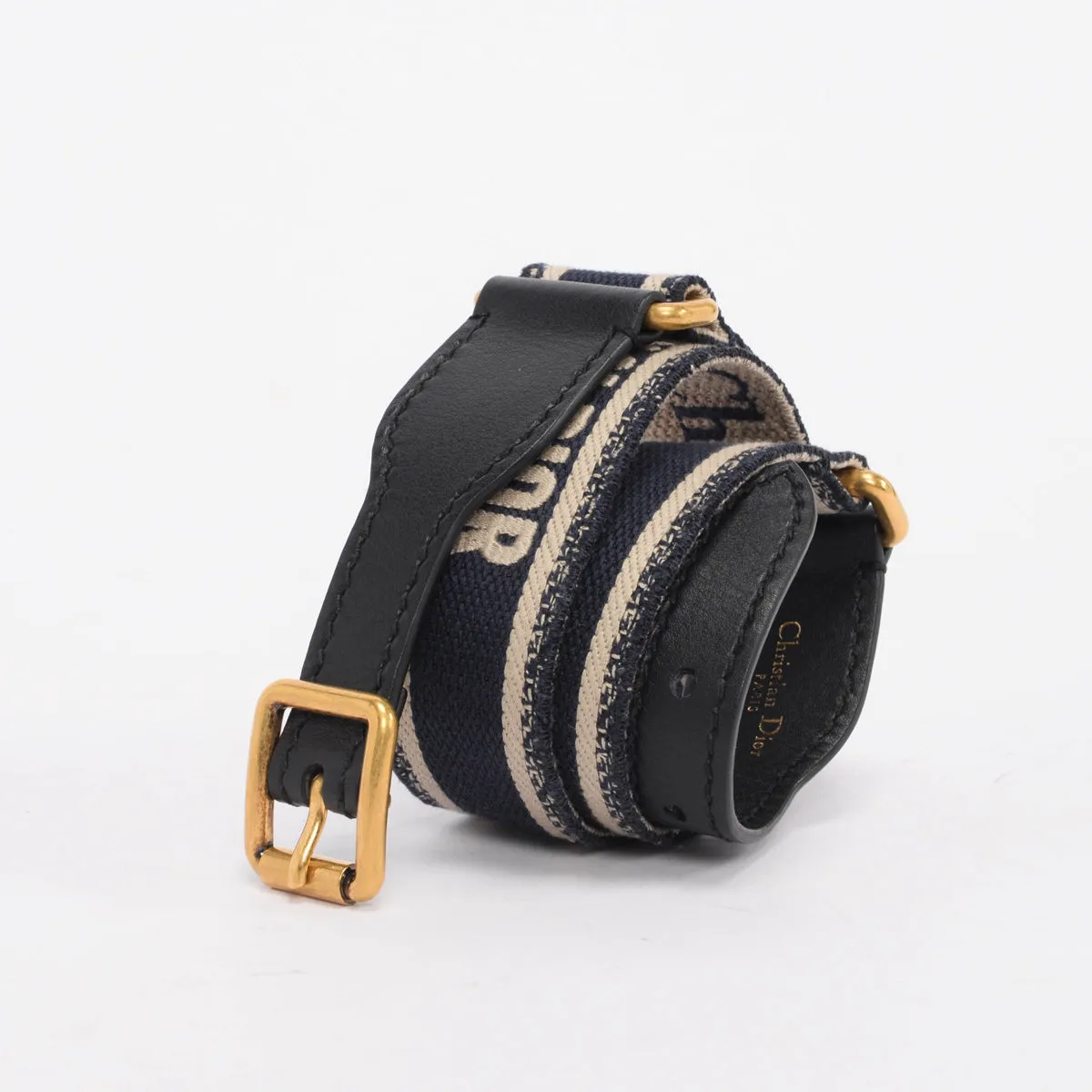 Dior Blue Embroidered Canvas Logo Belt