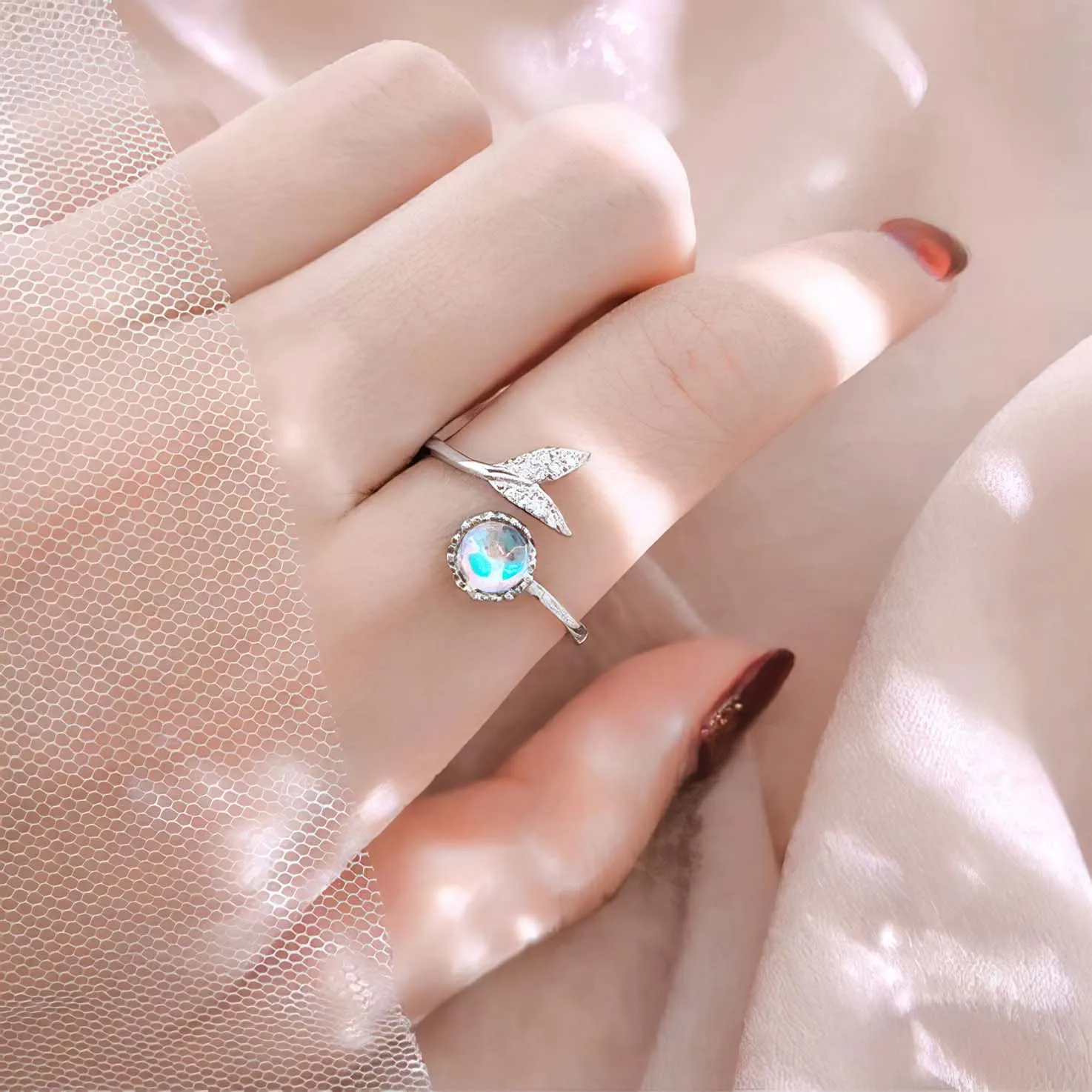 Dolphin Tail Crystal Ring