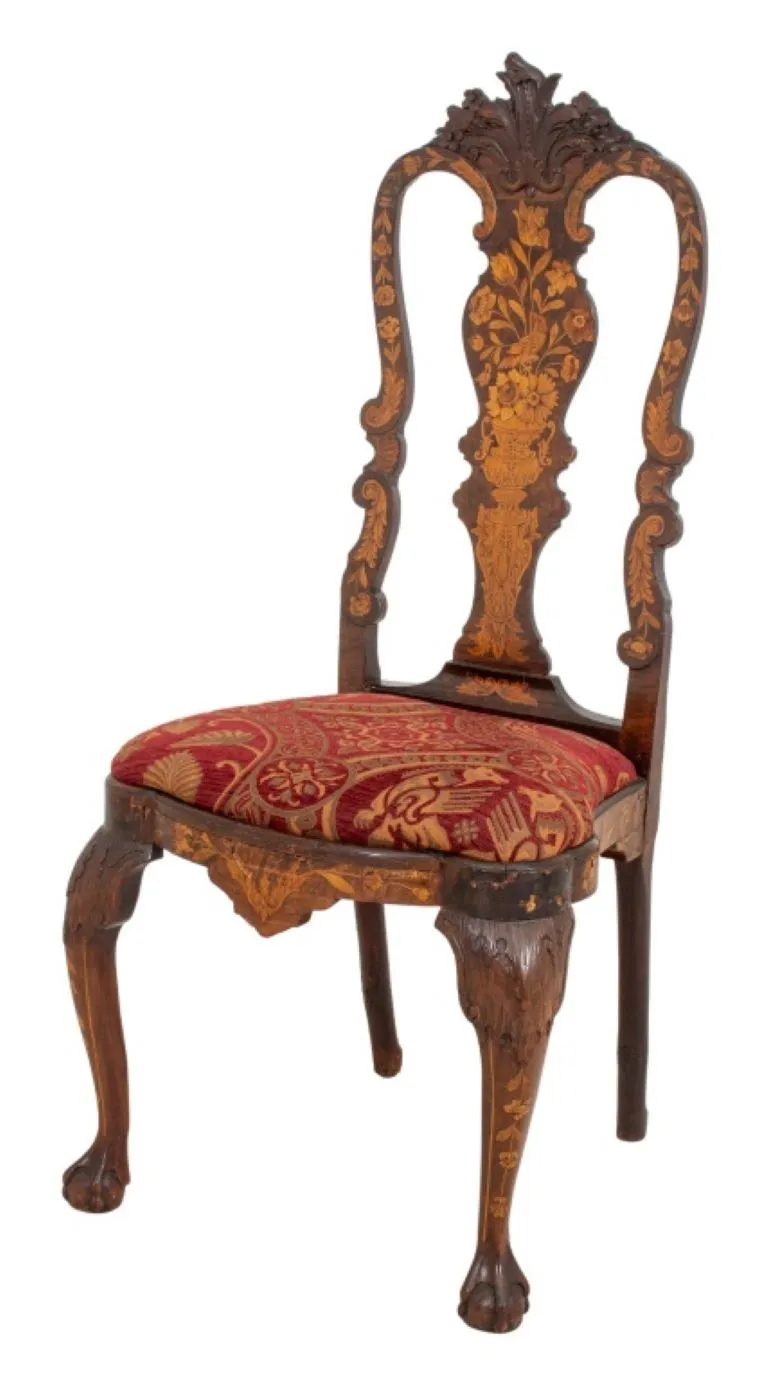 Dutch Baroque Style Marquetry Side Chair, 19th C.